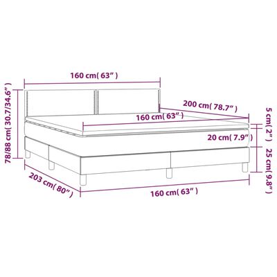 vidaXL Posteľný rám boxsping matrac a LED tmavomodrý 160x200 cm zamat