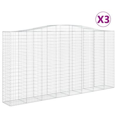 vidaXL Oblúkový gabionový kôš 3 ks 400x50x200/220cm pozinkované železo