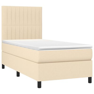 vidaXL Posteľný rám boxspring s matracom krémový 90x190 cm látka