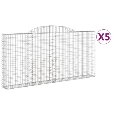 vidaXL Oblúkové gabionové koše 5 ks 300x30x140/160 cm pozink. železo