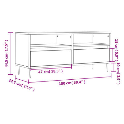 vidaXL TV skrinka sivý dub sonoma 100x34,5x44,5 cm spracované drevo