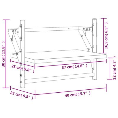 vidaXL Nástenné police s tyčami 2 ks hnedý dub 40x25x30 cm