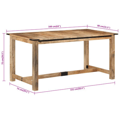 vidaXL Jedálenský stôl 160x80x75 cm masívne mangovníkové drevo