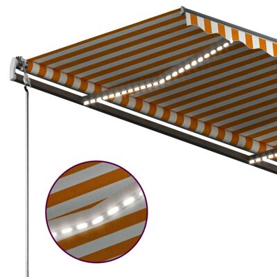 vidaXL Ručne zaťahovacia markíza s LED 300x250 cm žlto-biela