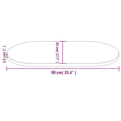 vidaXL Stolová doska biela 90x45x2,5 cm masívna borovica oválna