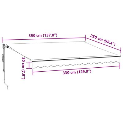 vidaXL Automaticky zaťahovacia markíza s LED burgundská 350x250 cm