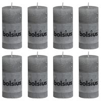 Bolsius Rustikálne valcové sviečky 8 ks 100x50 mm, svetlosivé