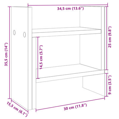 vidaXL Organizér na stôl sivá sonoma 34,5x15,5x35,5cm kompozitné drevo