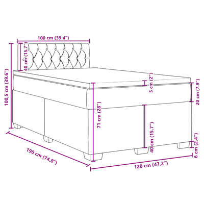 vidaXL Boxspring posteľ s matracom, tmavomodrá 120x190 cm, zamat