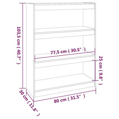 vidaXL Knižnica/deliaca stena sivá 80x30x103,5 cm masívna borovica