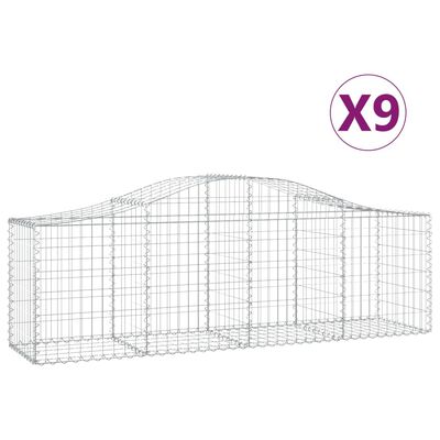 vidaXL Oblúkový gabionový kôš 9 ks 200x50x60/80 cm pozinkované železo