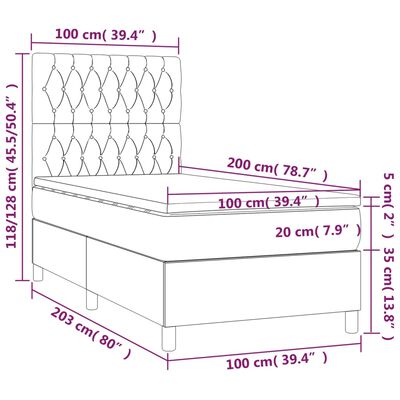 vidaXL Boxspring posteľ s matracom tmavohnedá 100x200 cm látka