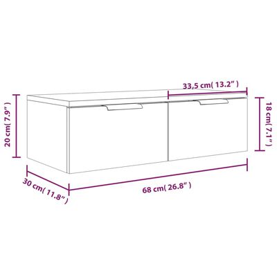 vidaXL Nástenná skrinka dymový dub 68x30x20 cm spracované drevo