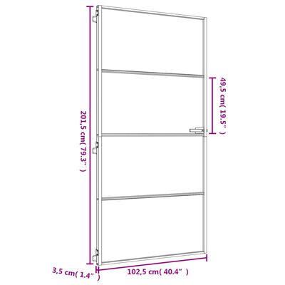 vidaXL Vnútorné dvere tenké zlaté 102,5x201, 5cm tvrdené sklo a hliník