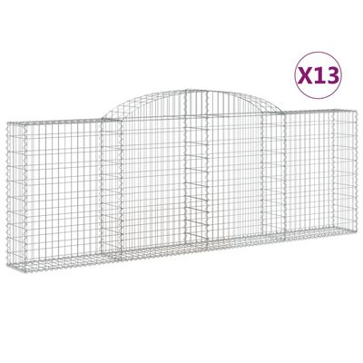 vidaXL Oblúkové gabiónové koše 13 ks 300x30x100/120cm pozinkov. železo