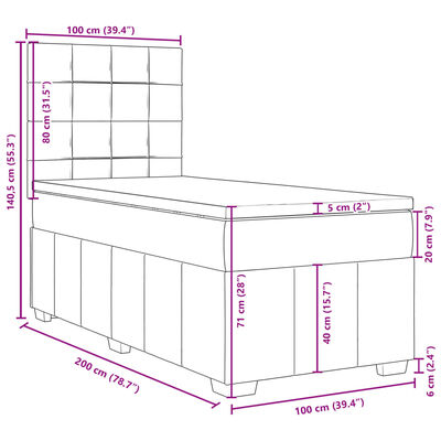 vidaXL Boxspring posteľ s matracom bledosivý 100x200 cm látka