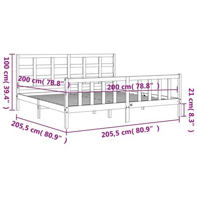 vidaXL Posteľný rám s čelom medovo-hnedý 200x200 cm masívne drevo