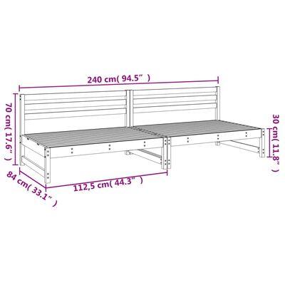 vidaXL Záhradné stredové pohovky 2 ks medovo hnedé 120x80 cm borovica