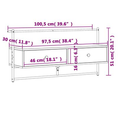 vidaXL TV skrinka nástenná čierna 100,5x30x51 cm kompozitné drevo