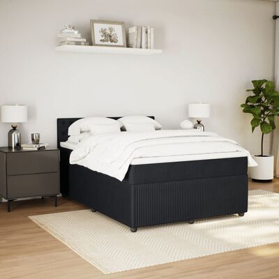 vidaXL Posteľný rám boxspring s matracom čierny 140x190 cm zamat