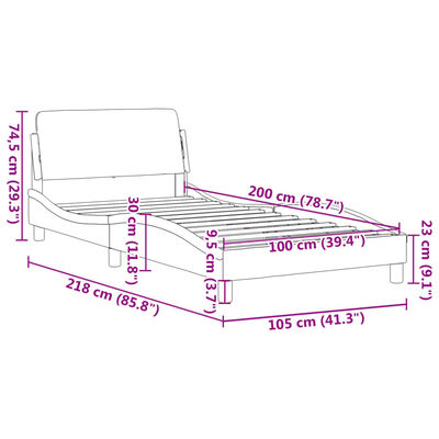 vidaXL Posteľný rám s čelom čierno-biely 100x200 cm umelá koža