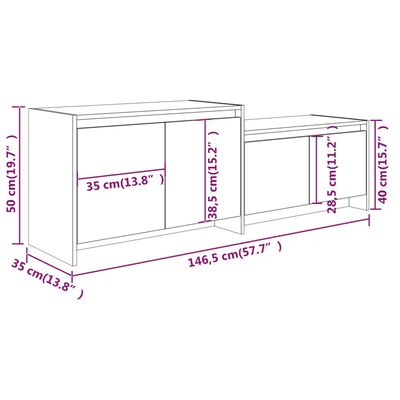 vidaXL TV skrinka, čierna 146,5x35x50 cm, kompozitné drevo