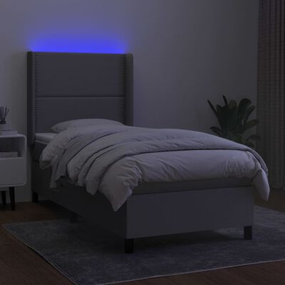 vidaXL Posteľ boxsping s matracom a LED bledosivá 100x200 cm látka