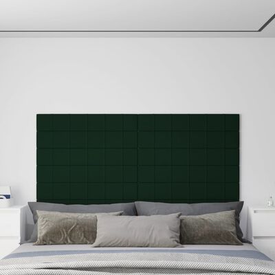 vidaXL Nástenné panely 12 ks tmavozelené 90x15 cm zamatové 1,62 m²