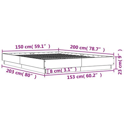 vidaXL Rám postele s LED svetlami dub sonoma 150x200 cm