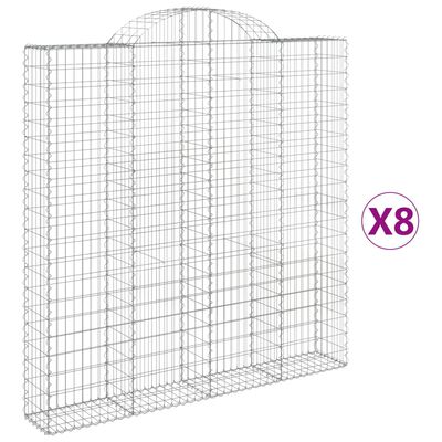 vidaXL Oblúkový gabionový kôš 8 ks 200x30x200/220cm pozinkované železo