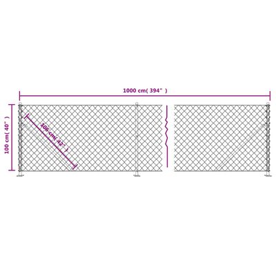 vidaXL Drôtený plot s prírubou antracitový 1x10 m