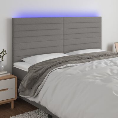 vidaXL Čelo postele s LED tmavosivé 160x5x118/128 cm látka