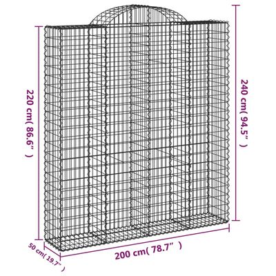 vidaXL Oblúkové gabionové koše 14 ks 200x50x220/240 cm pozink. železo