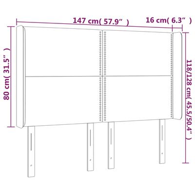 vidaXL Čelo postele so záhybmi sivohnedé 147x16x118/128 cm látka