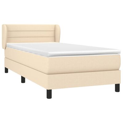 vidaXL Posteľný rám boxspring s matracom krémový 90x190 cm látka