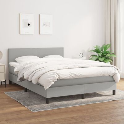 vidaXL Boxspring posteľ s matracom bledosivý 140x190 cm látka