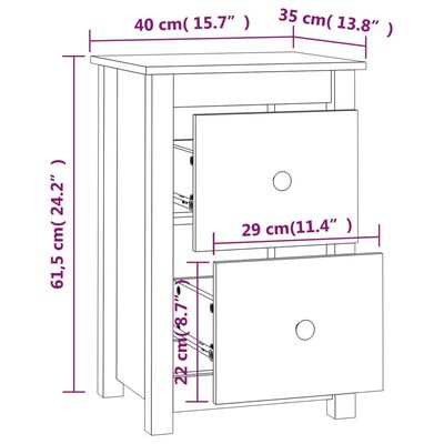 vidaXL Nočné stolíky 2 ks čierne 40x35x61,5cm masívne borovicové drevo