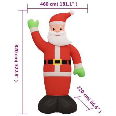 vidaXL Vianočný nafukovací Santa Claus s LED diódami 820 cm