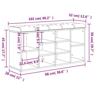 vidaXL Lavička na topánky betónovo sivá 102x32x50 cm kompozitné drevo