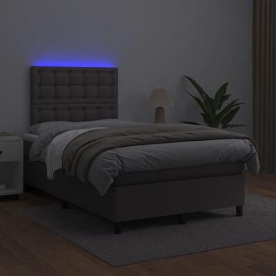 vidaXL Boxspring posteľ s matracom a LED sivá 120x200 cm umelá koža