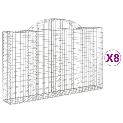 vidaXL Oblúkové gabionové koše 8 ks 200x30x120/140 cm pozink. železo