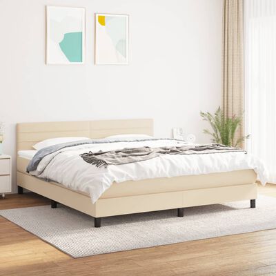 vidaXL Posteľný rám boxspring s matracom krémový 160x200 cm látka