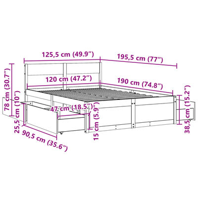 vidaXL Posteľ bez matraca biela 120x190 cm masívna borovica