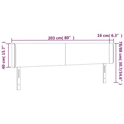 vidaXL Čelo postele so záhybmi tmavosivé 203x16x78/88 cm látka