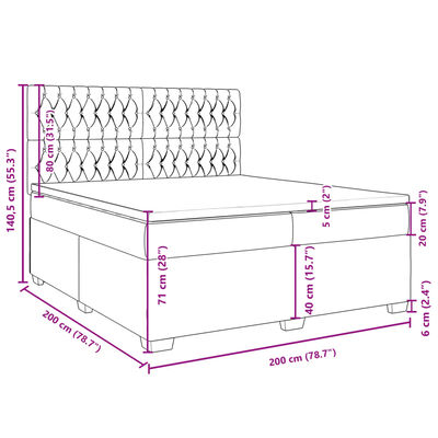 vidaXL Posteľný rám boxspring s matracom čierny 200x200 cm zamat