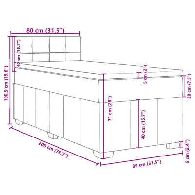 vidaXL Posteľný rám boxsping s matracom hnedý 80x200 cm látka