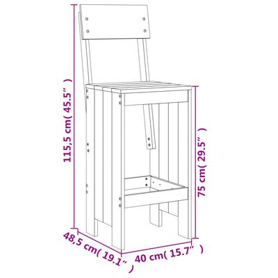 vidaXL Barové stoličky 2 ks 40x48,5x115,5 cm masívny douglas