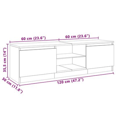 vidaXL TV skrinka s LED, tmavý dub 120x30x35,5 cm