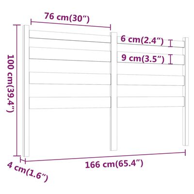 vidaXL Čelo postele sivé 166x4x100 cm masívna borovica