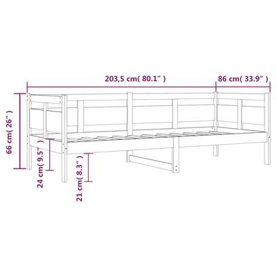 vidaXL Denná posteľ medovohnedá masívna borovica 80x200 cm